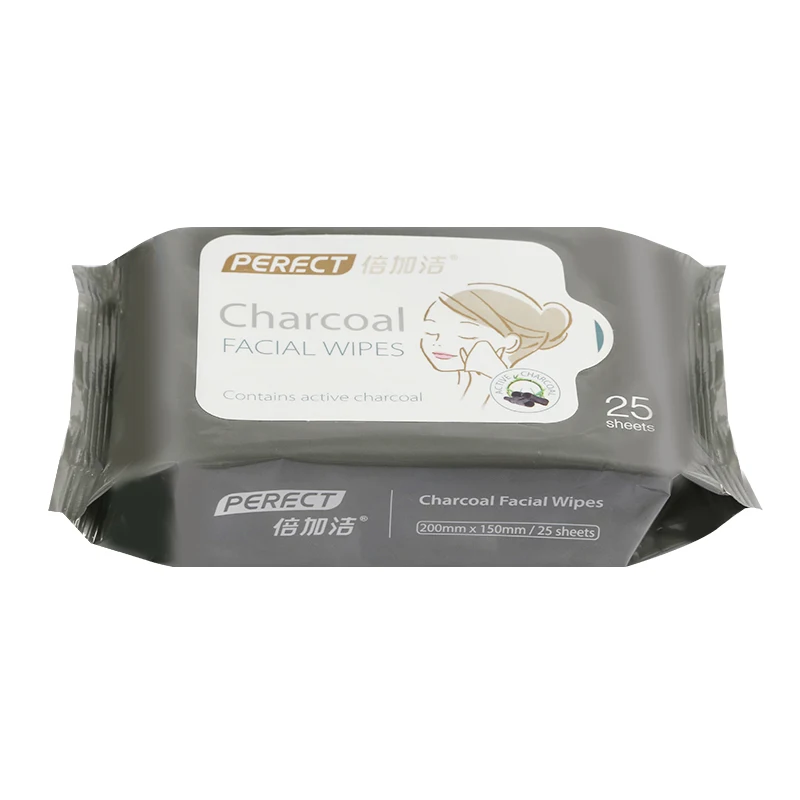 
PERFCT Charcoal Bamboo Face Wipes Private Label Non-alcoholic Sanitary Hand and Face Cleaning Wet Wipes 