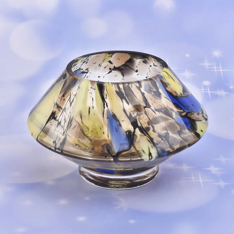 Butterfly pattern hand painted Glass Candle container scented tealight candle Holder party Decor in bulk