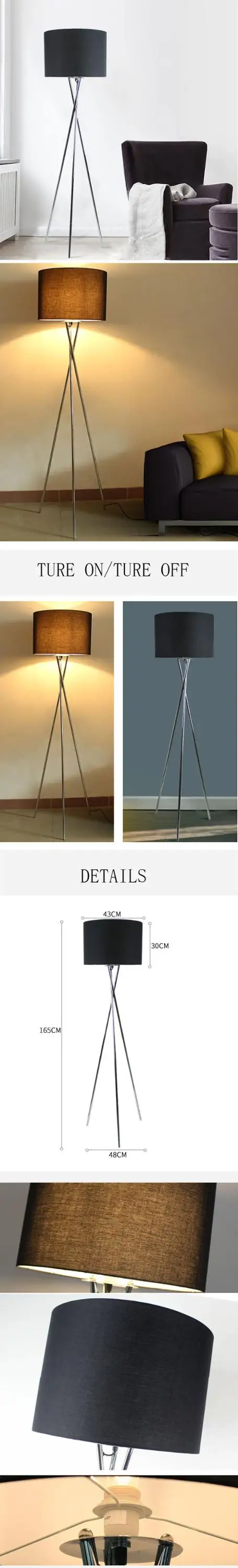 wholesale wrought Iron art modern Nordic home decoration lights lamp shade tripod LED floor lamp standing lamp living room use