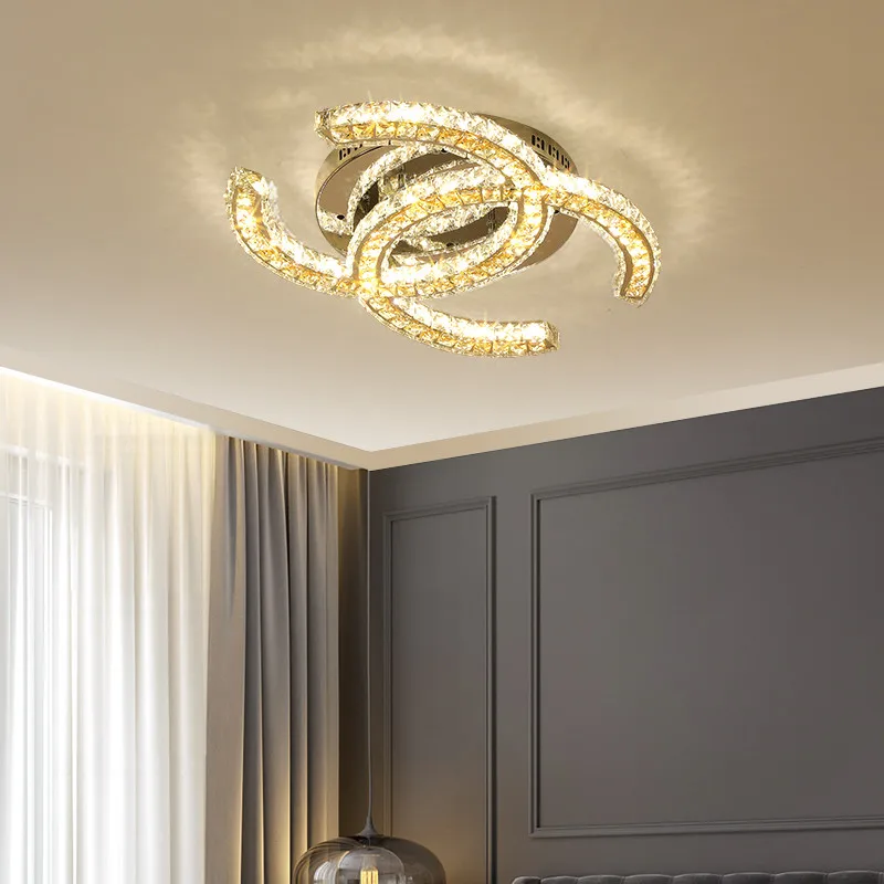 Decorative luxury crystal ceiling lamps  modern clear high quality crystal ceiling light for bedroom
