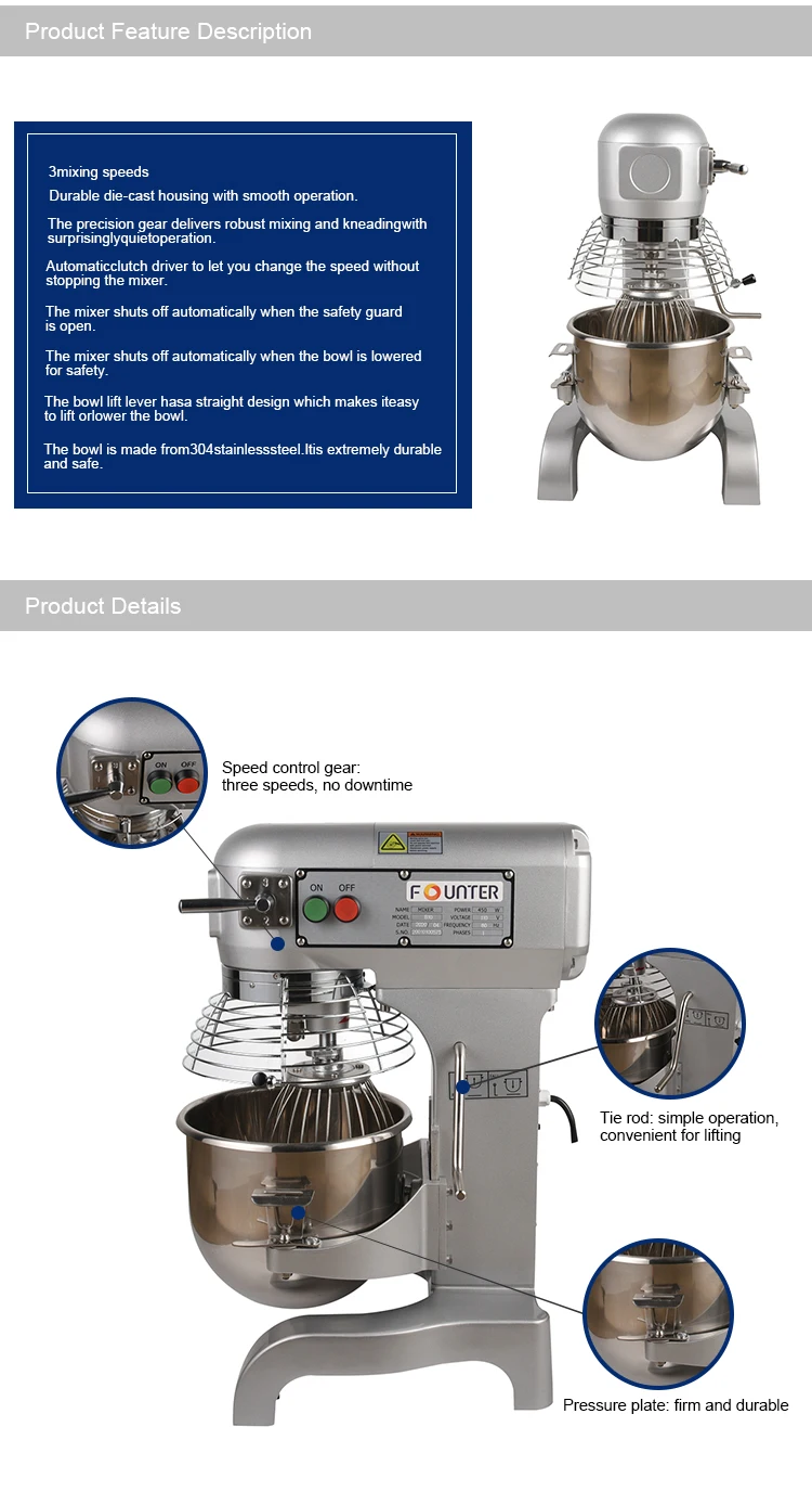 Best Sale10l Electric Stainless Steel Commercial Food Mixers
