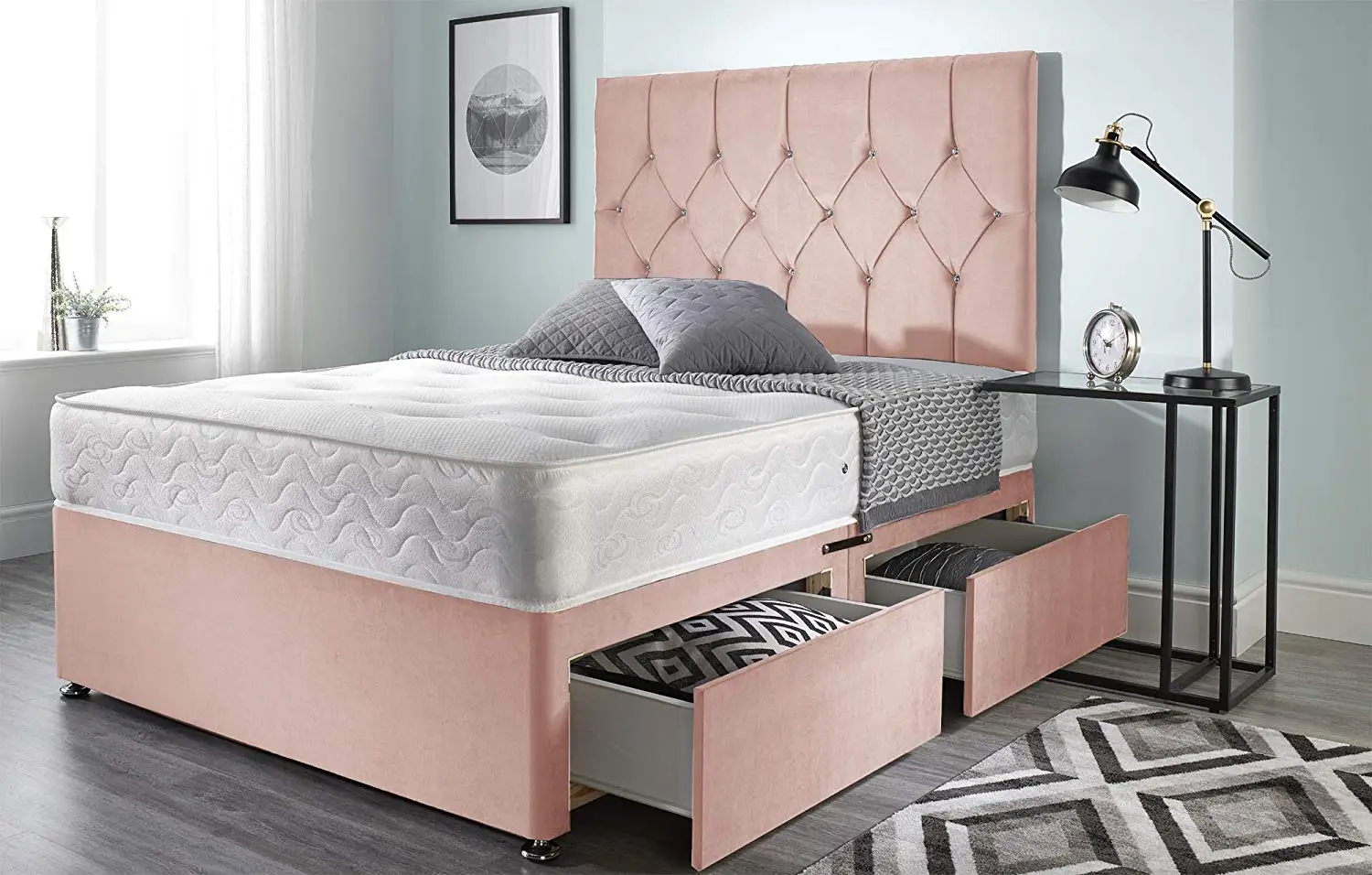 double divan bed with mattress and drawers