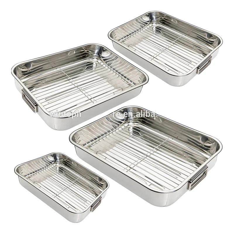 High Quality Stainless Steel Turkey Roaster Pan With Rack Kitchen Baking Tray Roasting Pan Buy