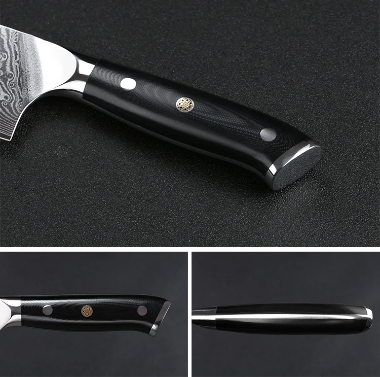 vg10 chef knife 8 inches full tang handle Full Tang Construction and The Sturdy Bolster.\nA full tang distributes weight more evenly along the knife, contributing to better balance and superior strength. The sturdy bolster tends to be close to the knife overall balance point which acts as a finger guard.