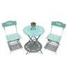 Outdoor Bistro Set 3 Piece Folding Metal Rond Table With Two Chairs