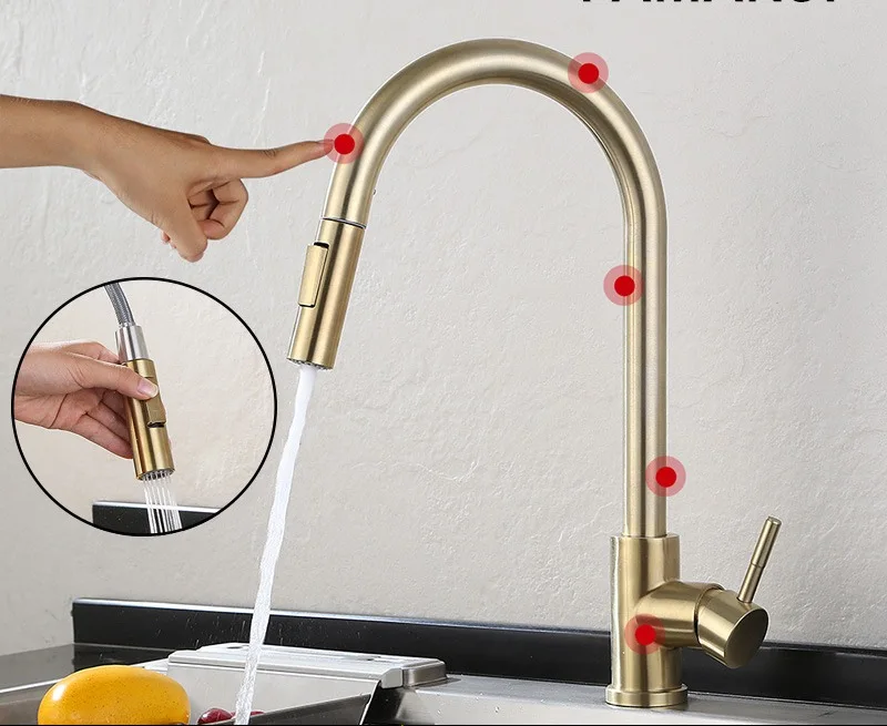 sensor touch kitchen sink faucet pull down