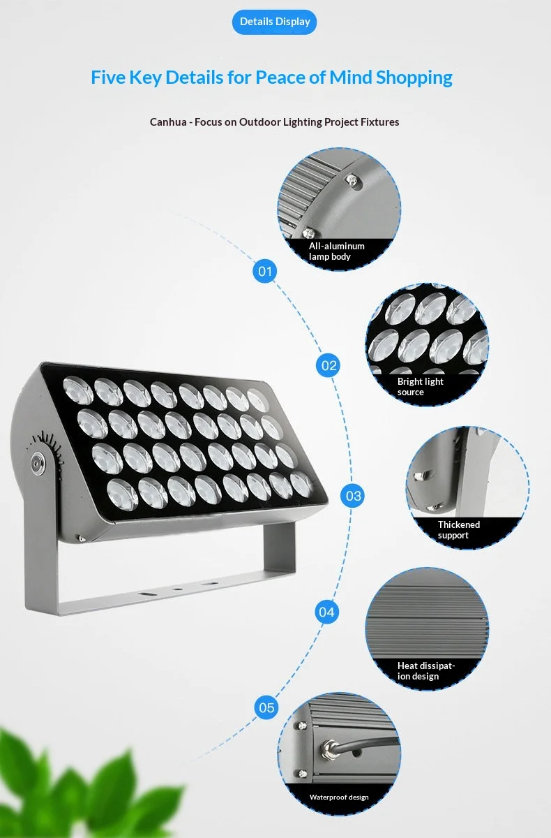 product led beam aluminum outdoor waterproof flood light 108w 200w dmx512 full color tree light for hotel exterior wall-6