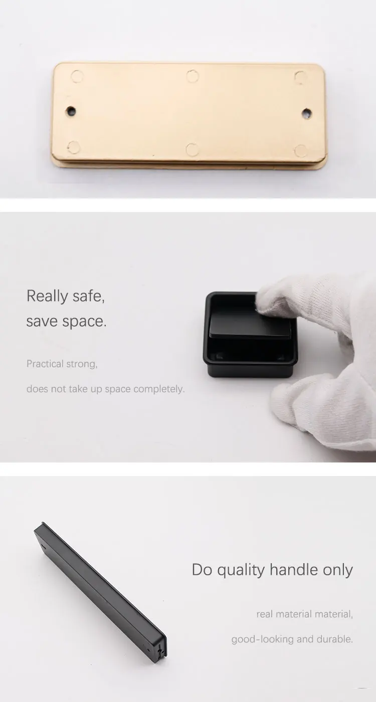 High quality Zinc Alloy Black Square kitchen recessed handle Concealed Hidden handle//