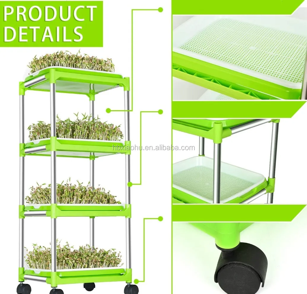 Hydroponic Seedling Tray Rack Microgreen Planter Shelf Nursery Trays