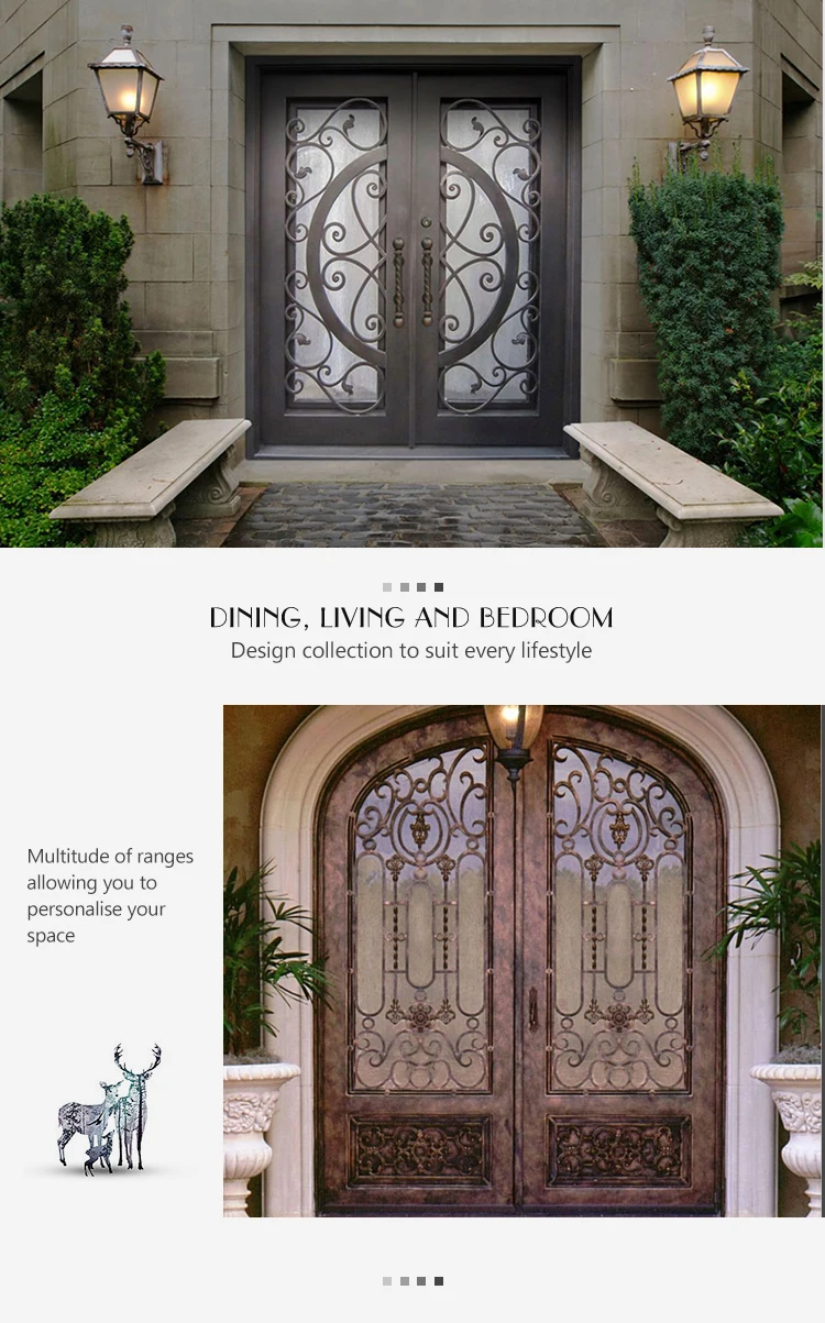 beautiful design interior wrought iron doors for villa swing open exterior outdoor wrought iron front double entry doors