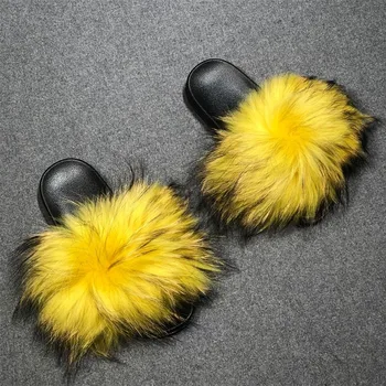 real racoon fur slides