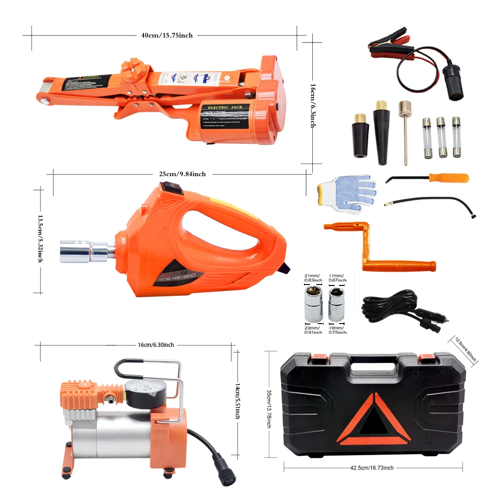 Portable Electric Car Floor Jack Set 3 Ton Allinone Automatic 12v