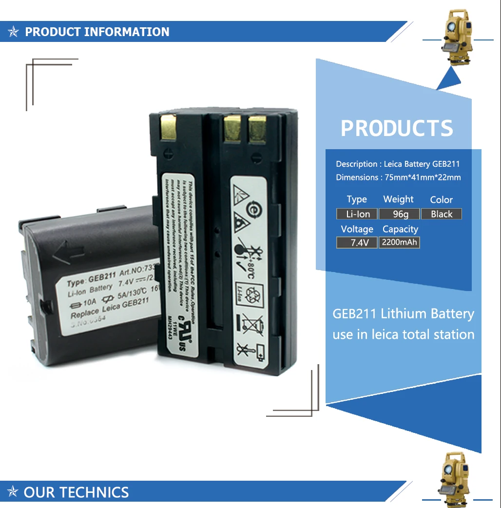 Lot De 5 Batteries GEB222 Pour Stations Totales Leica ATX1200 / GPS1200 / GRX1200 - Neuf Sous Emballage