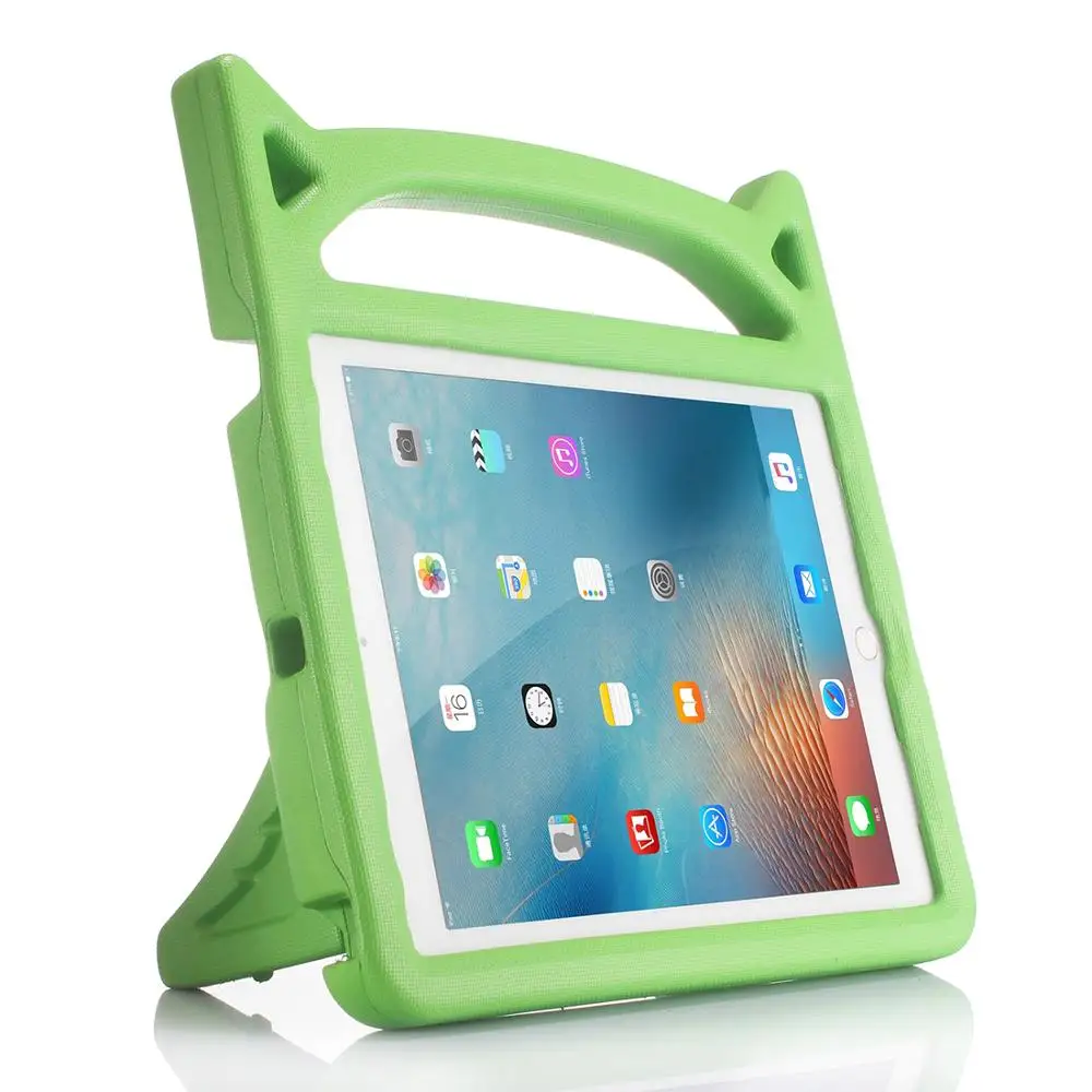 Nieuwste aankomst kinderen leuke 3D cartoon opvouwbare kickstand kids proof EVA robuuste tablet handvat case voor iPad pro 9.7 cover