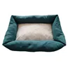 New Design Soft Solid Rectangle Faux Linen with Faux Fur Bottom Pet Bed 100% Polyester Assorted Colors