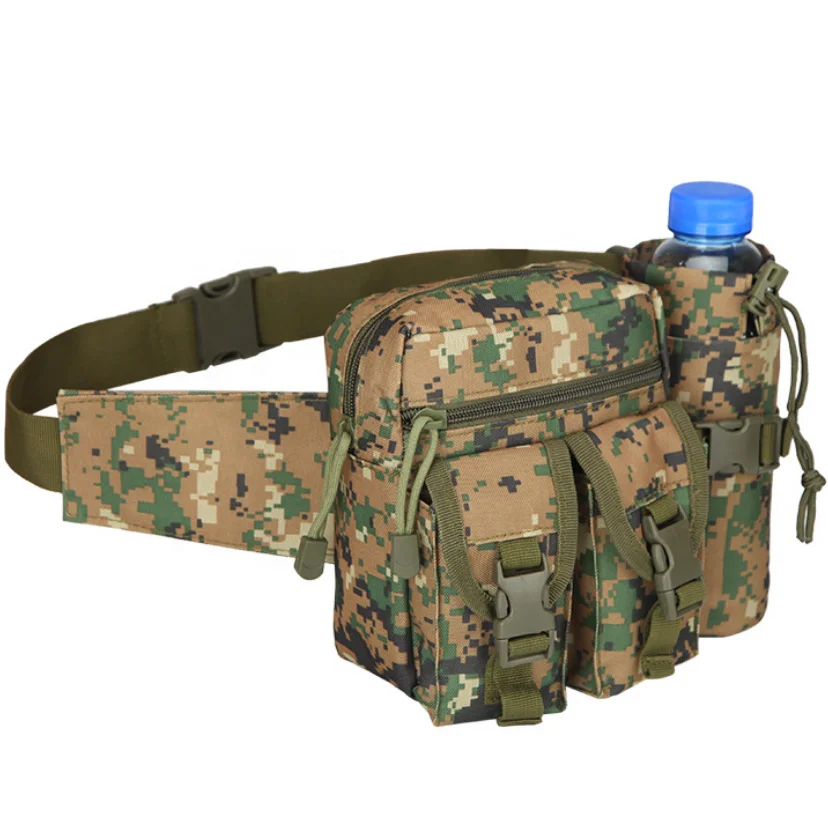 Outdoor Camouflage Fishing Tactic Bumbag With Water Bottle Pocket