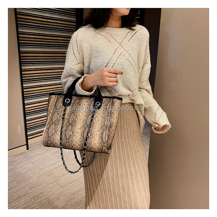 Wholesale Large Capacity Designer Handbag Purse Top Handle Chain Strap  Shoulder Bag Animal Print Snakeskin Pattern Women Tote Bag From  m.