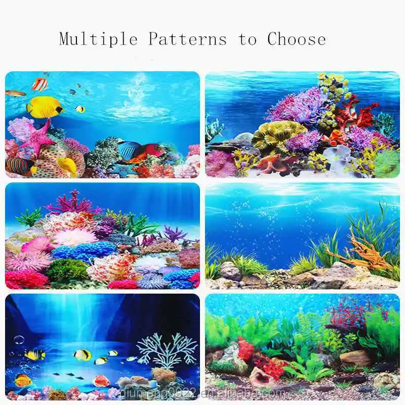 Fish Tank Decorations Background Pictures Aquarium PVC Adhesive Poster Water Grass Style Backdrop Decoration Paper Cling Decals Sticker 76 * 46cm 