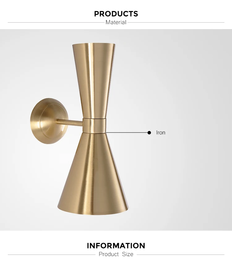 Industrial Modern Simple Design Up Down Metal Cone Brass Color Wall