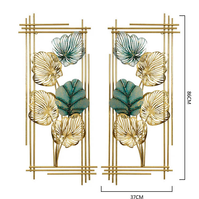 Gold Luxury Large Leaves Modern Home Luxury Wrought Iron living Room Cafe Rectangle Metal Wall Hanging Decor Art Sculpture 514251 (1).jpg