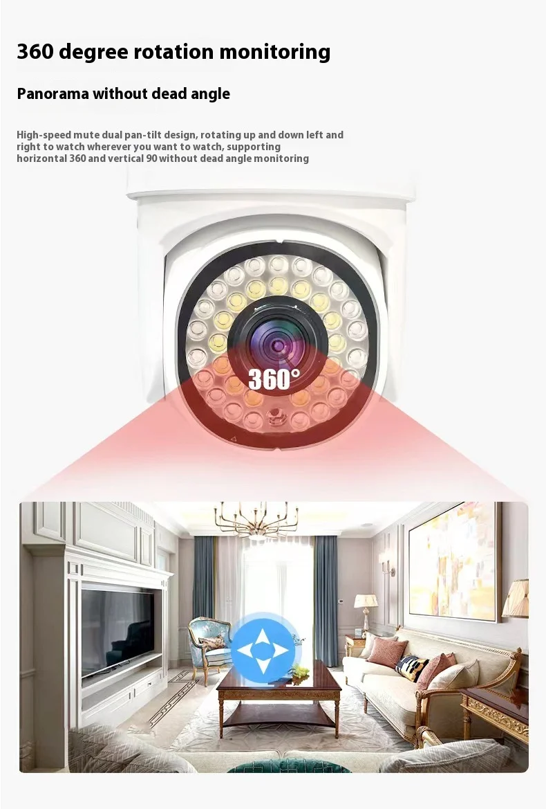 Cloudbirds V360pro 4G/WIFI Alarm Message Reminding System Rainproof Outdoor Mounted 36-Lamp Camera with Private Logo CMOS Cloud