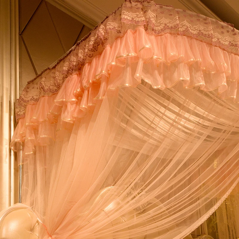 Factory Custom King Queen Full Size Square U Shape Guide Rail Bed Sleeping Mosquito Net