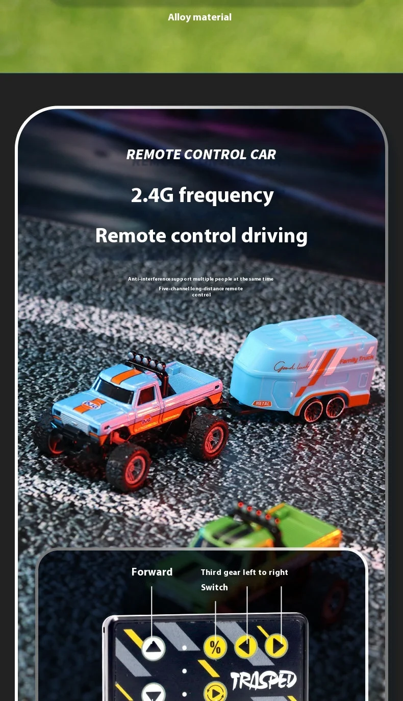 最新的1:64速迷你钢筋混凝土合金卡车酷光减震越野怪物儿童玩具，带遥控器