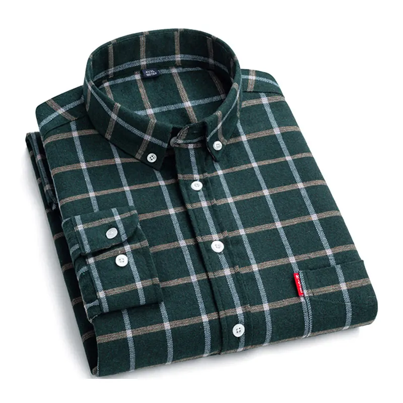 Camicie rosse casual a maniche lunghe Camicia in cotone scozzese fantasia da uomo909_voghion.com