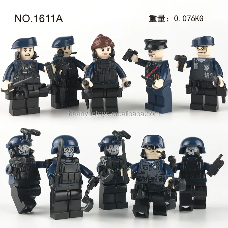12pcs/set Military Special SWAT Police Building Bricks Figures Educational Toys 