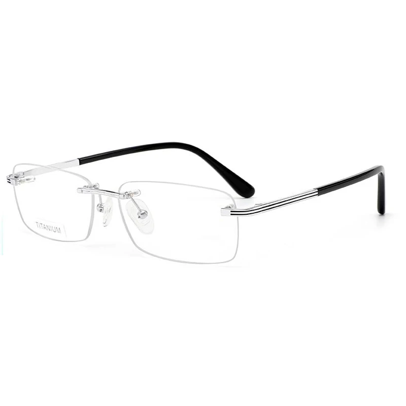 W-3887360 New Classic Rectangle Rimless Titanium Solid Durable Optical Frame Eyeglasses for All Face Shape Spectacle Eyewear