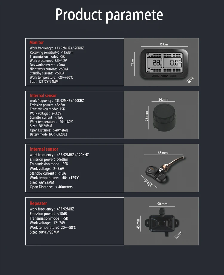 New Truck TPMS with 6 to 38 External Sensors for Tralie and Bus