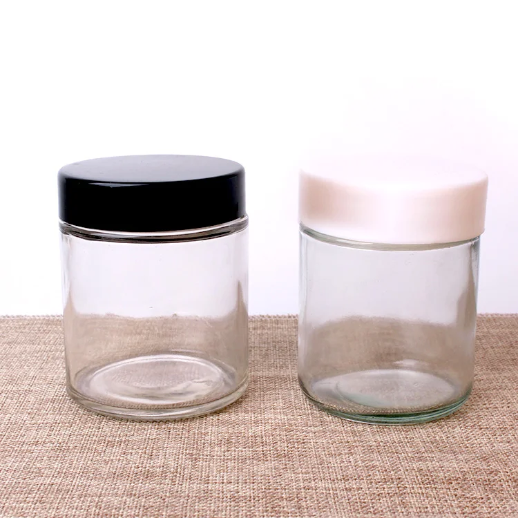 库存粮食存储 650毫升透明圆形玻璃罐塑料盖