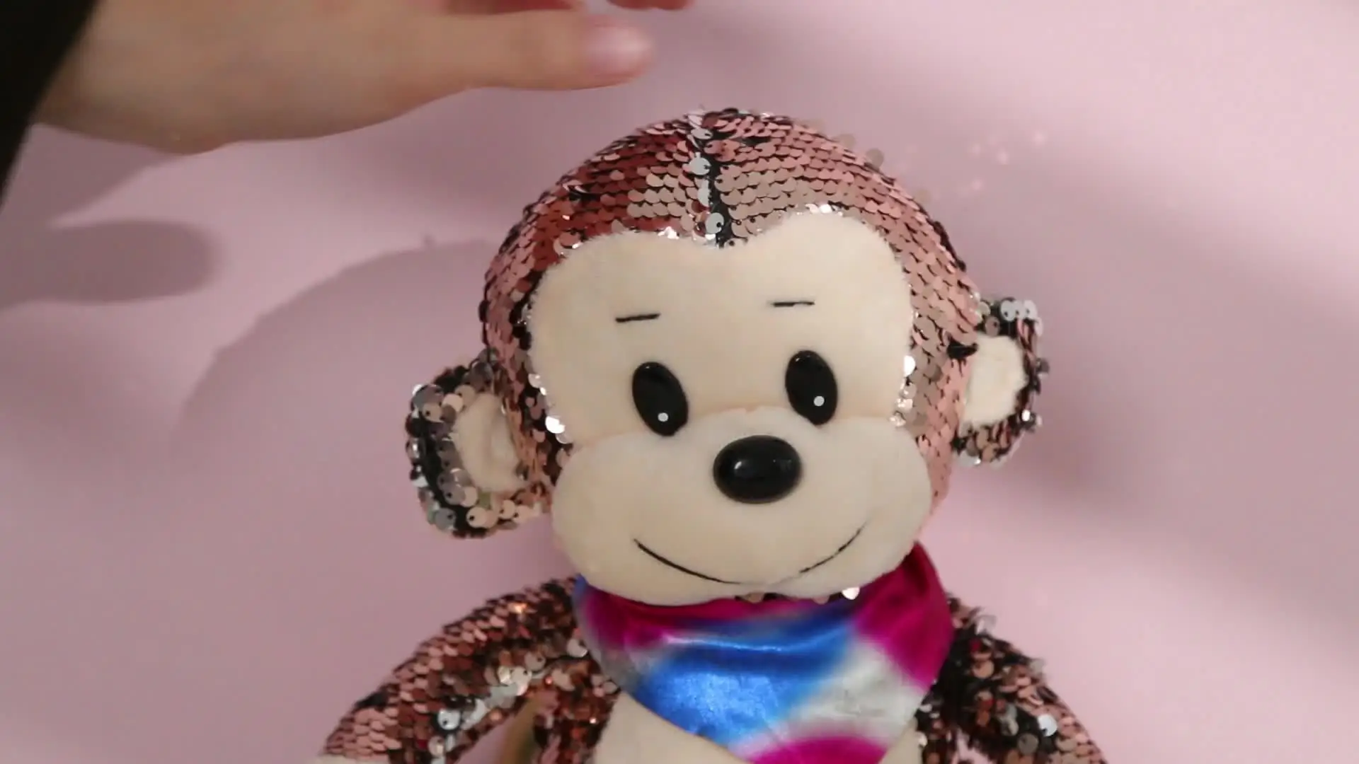 Cute Monkey Stuffed Animal Plush Reversible Glitter Sequins
