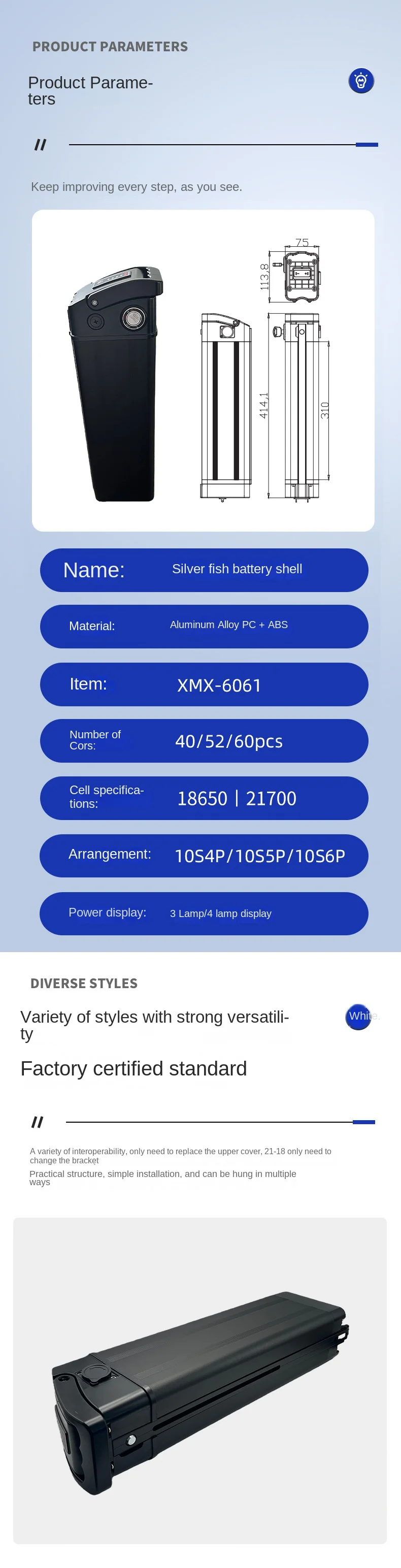 Electric Bicycle Lithium-ion Battery 48V 12Ah Long Battery Life Adapter for Electric Bicycles Scooters & Motorcycles-Yadi Emma