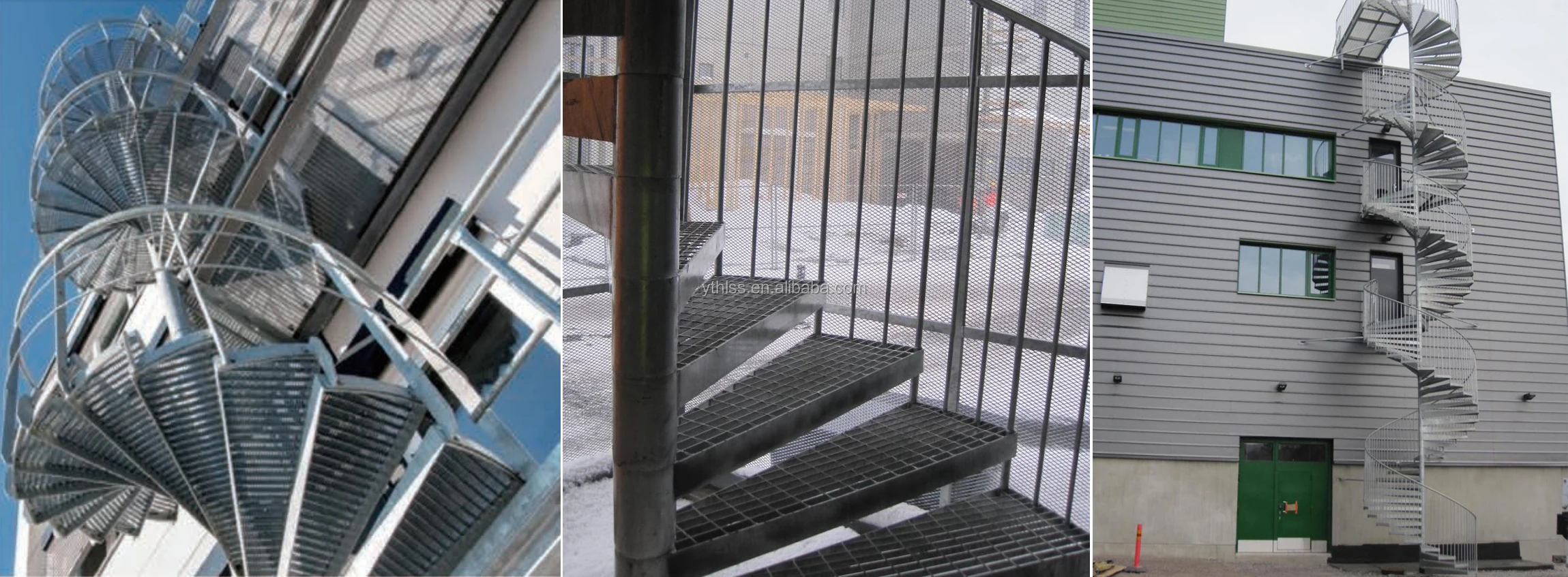 Outdoor Galvanized Spiral Staircase / HDG Spiral Steel Stair Tread Grating