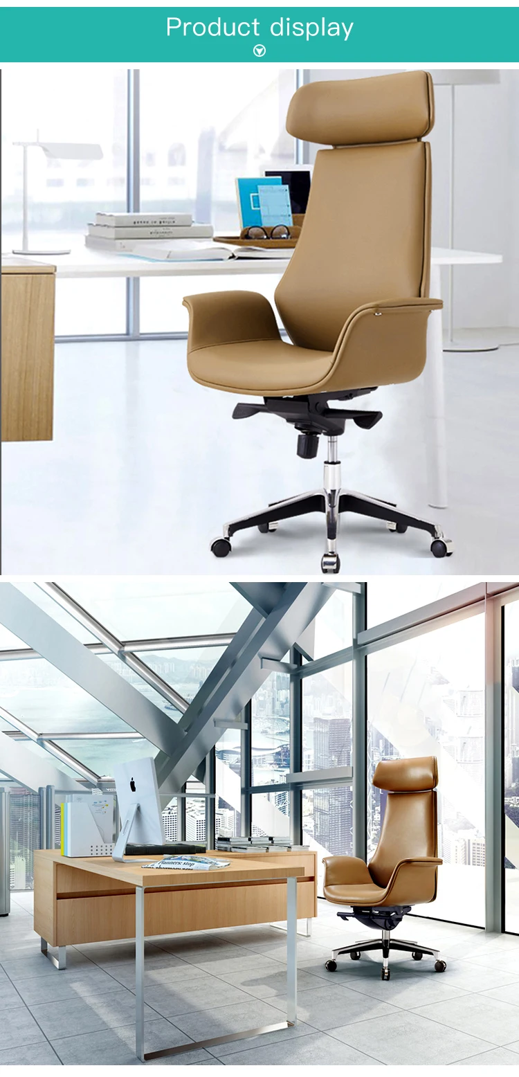 High Back Swivel Ergonomic Metal Frame Executive Adjustable Leather Office Chair