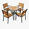 Popular outdoor garden poly wood furniture tea table with aluminum plastic wood chairs