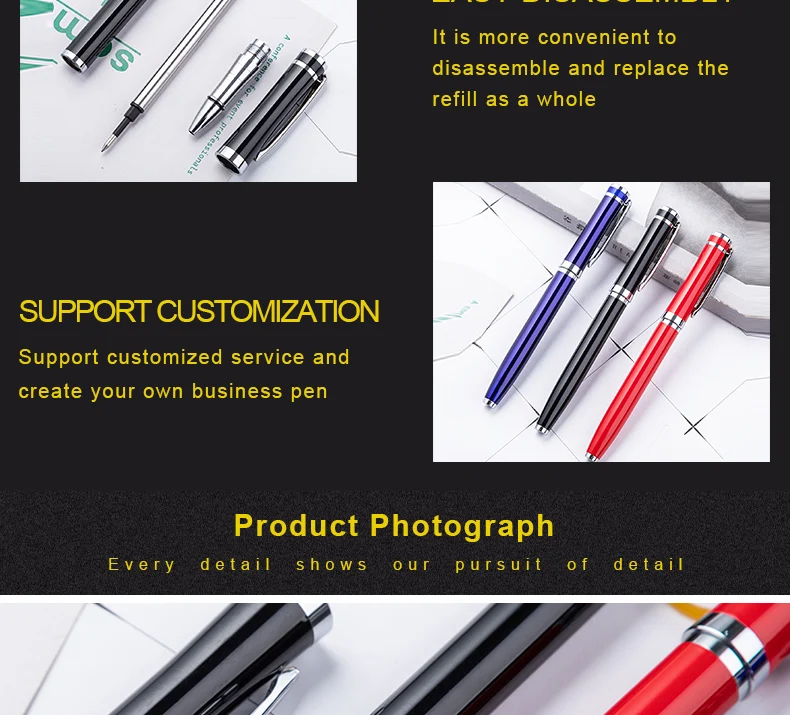 High Quality Luxury Business Office Gift Metal Roller Ballpoint Ballpen Set With Promotion Custom Logo Stationery Supplies