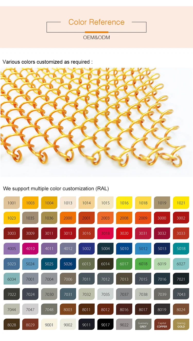 Metal coil drapery cascade fire screen for fireplace