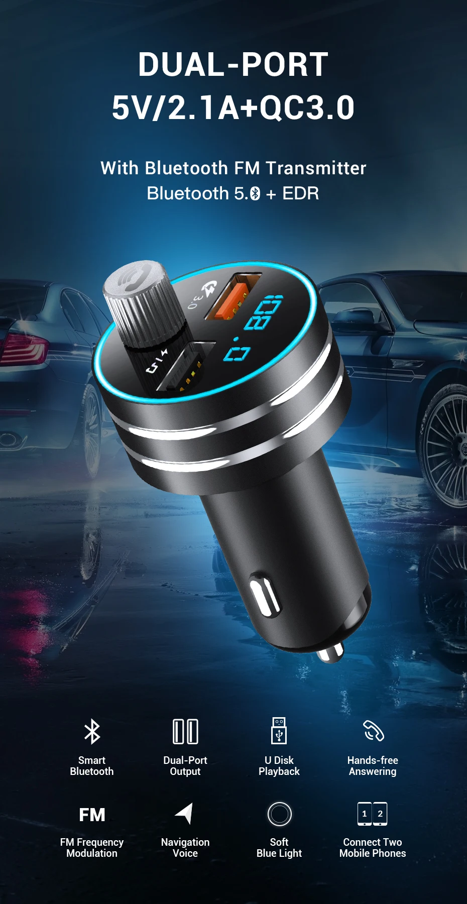 Free Shipping Topk G201q Car Charger Quick Charge 3.0 Dual Usb Mobile ...