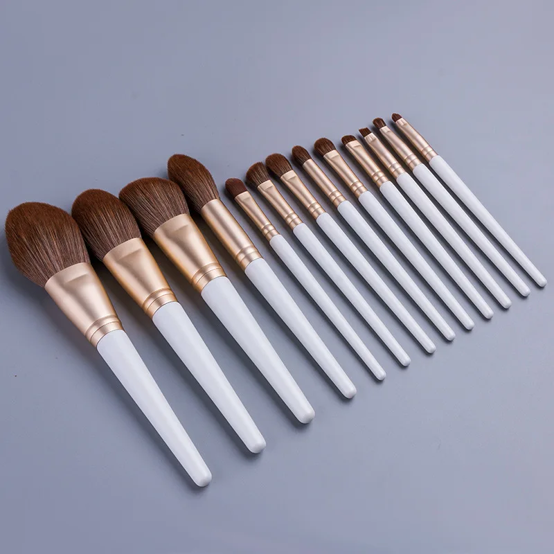 Hzm 13 Pcs Kaci Jay Makeup Brushes Pink White Green Wood Solid Handle Foundation Highlight Fan Eye Make Up Brush Set Buy High End Personalized Hair Brush Set Shaving Mug And Brush