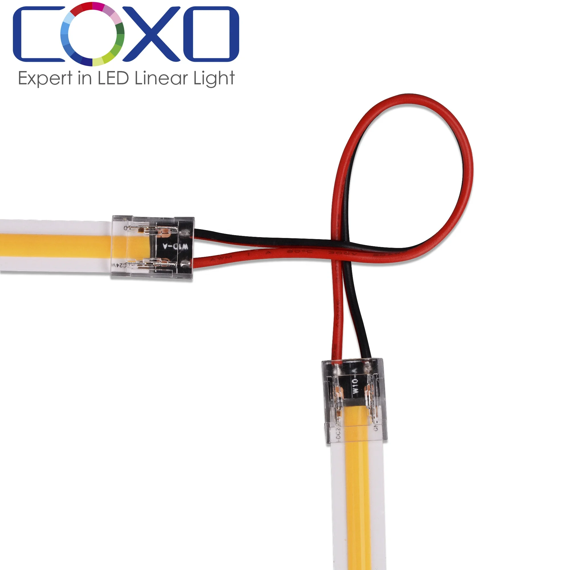 Transparent full spectrum led solderless connector 2pin cob led strip connector for flexible cob led strip light