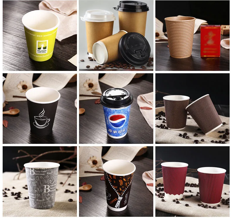 Paper Coffee Cup Disposable 12 Oz Paper Hot Drink Beverage Cup With ...