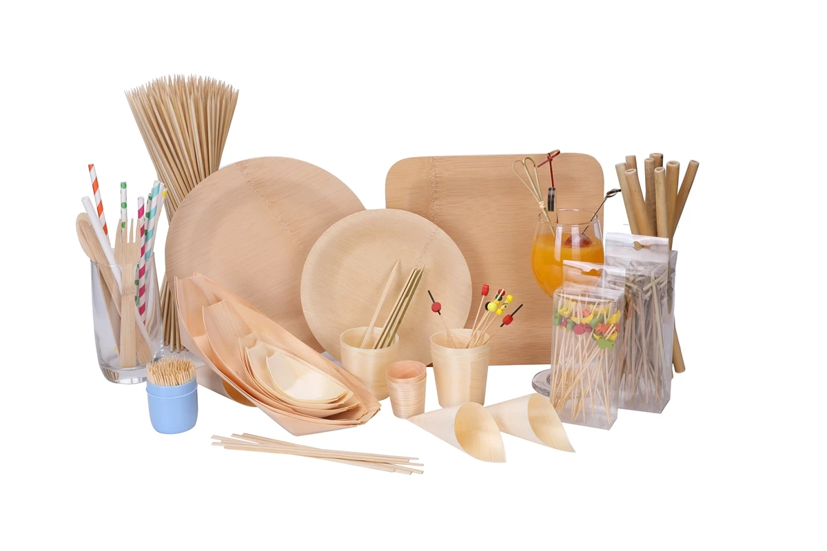 优雅的餐具可生物降解 17厘米刀叉勺一次性竹餐具