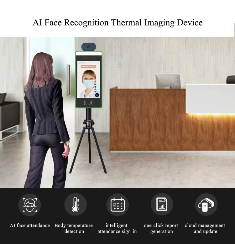С функцией распознавания лиц для измерения температуры биометрический машина