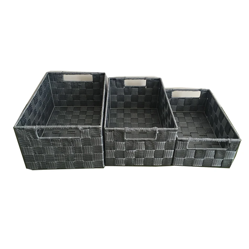 Woven Nylon Belt Storage Cube Basket Pp For Drawing Closet