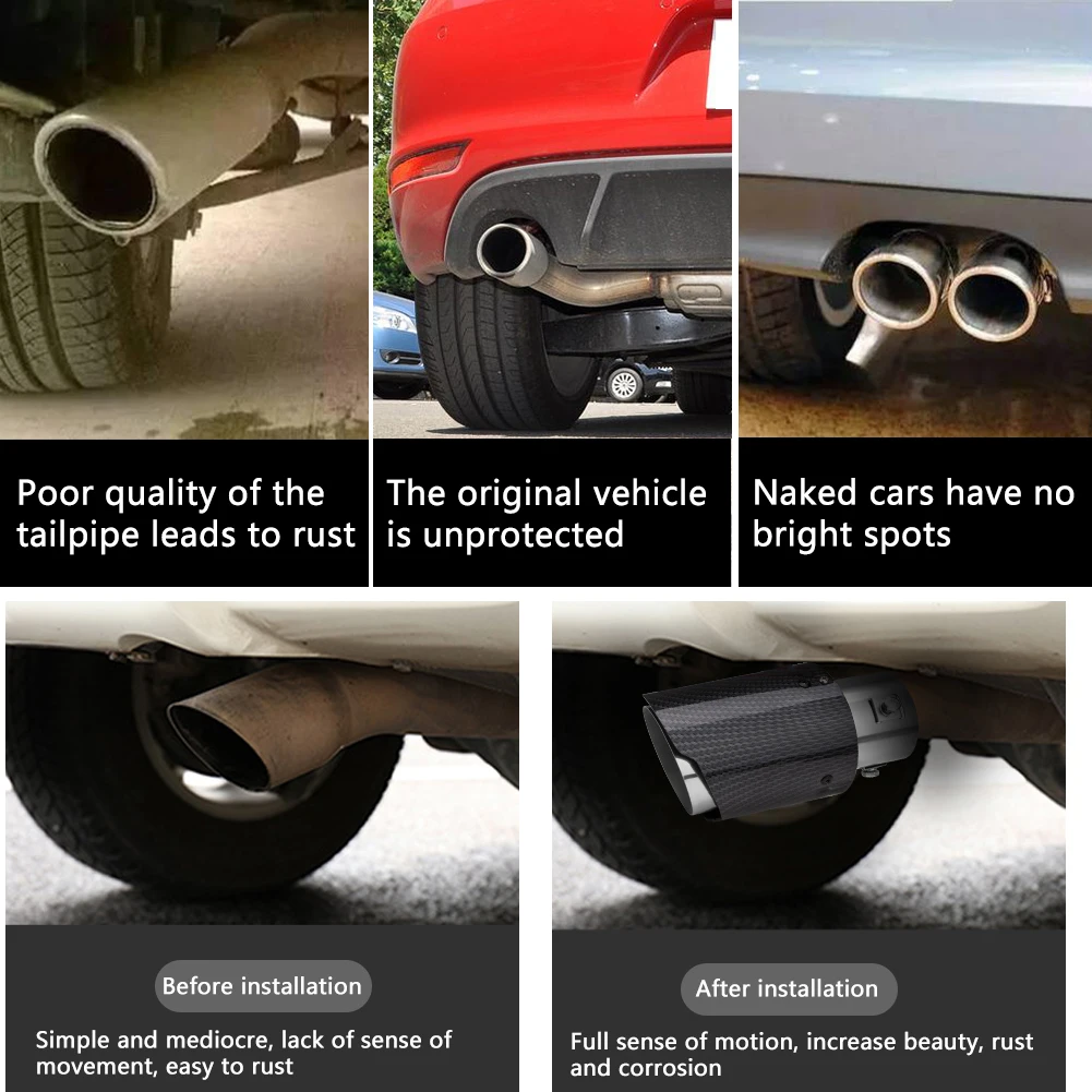 Asudaro Carbon Fiber Car Exhaust Pipe LED Exhaust Pipe Straight - View #4