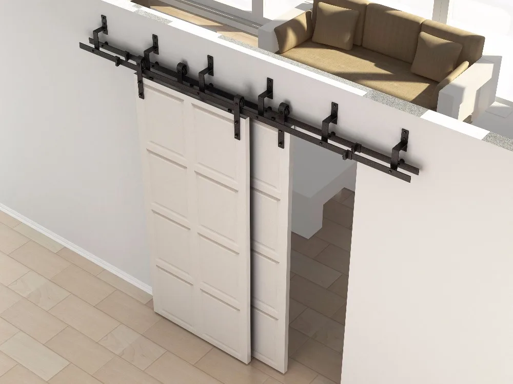 Flat Track Bypass Sliding Barn Door System For Double Doors - Buy