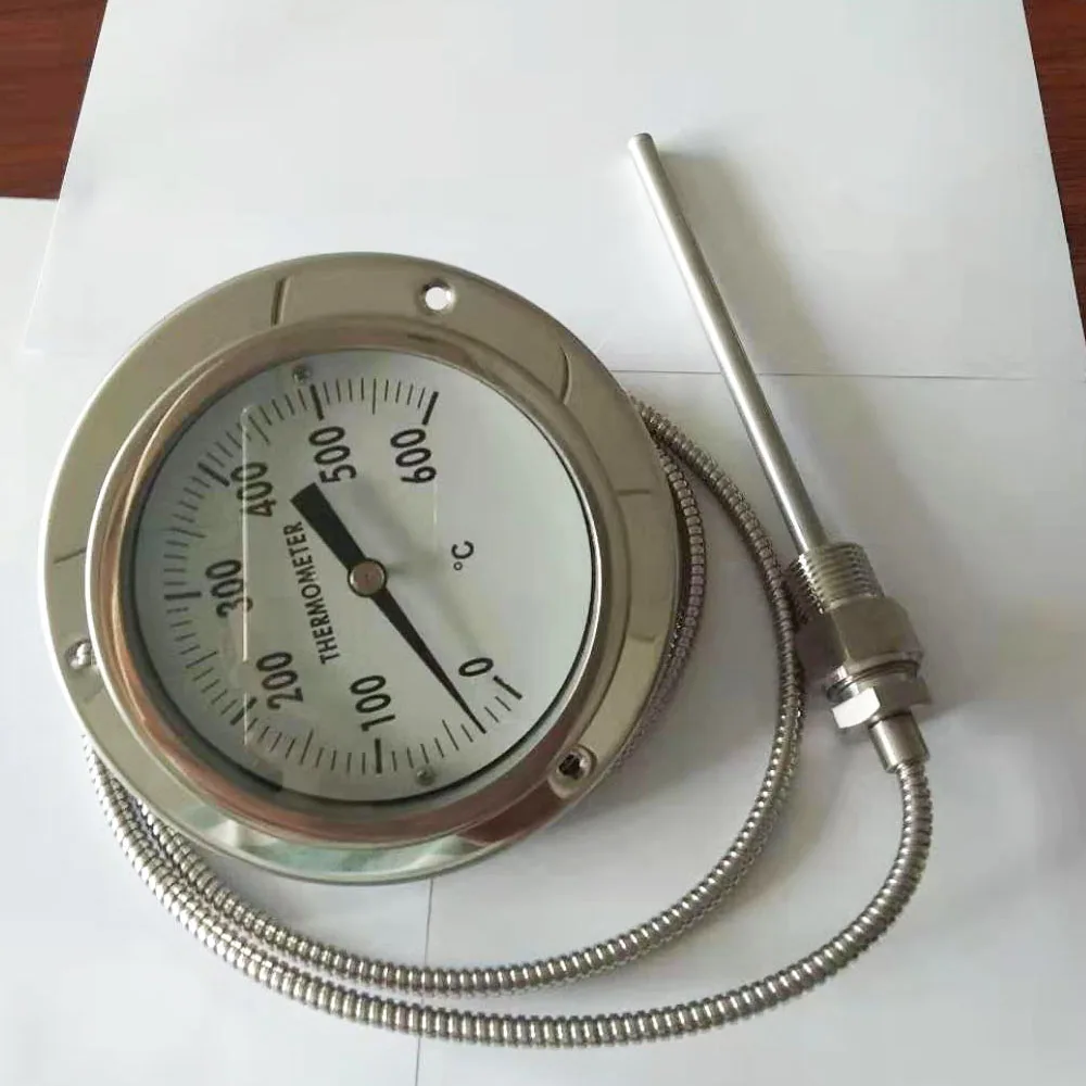 防水充油压力式温度计刻度盘压力表，定制探头和电缆