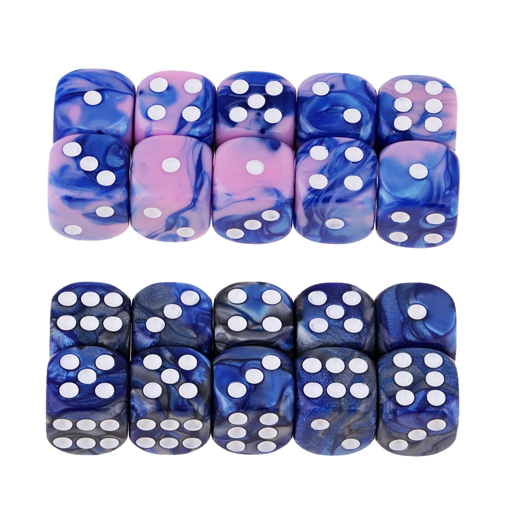 New Set of 6 Numbered D6 Six Sided Standard 16mm Dice Opaque Purple 